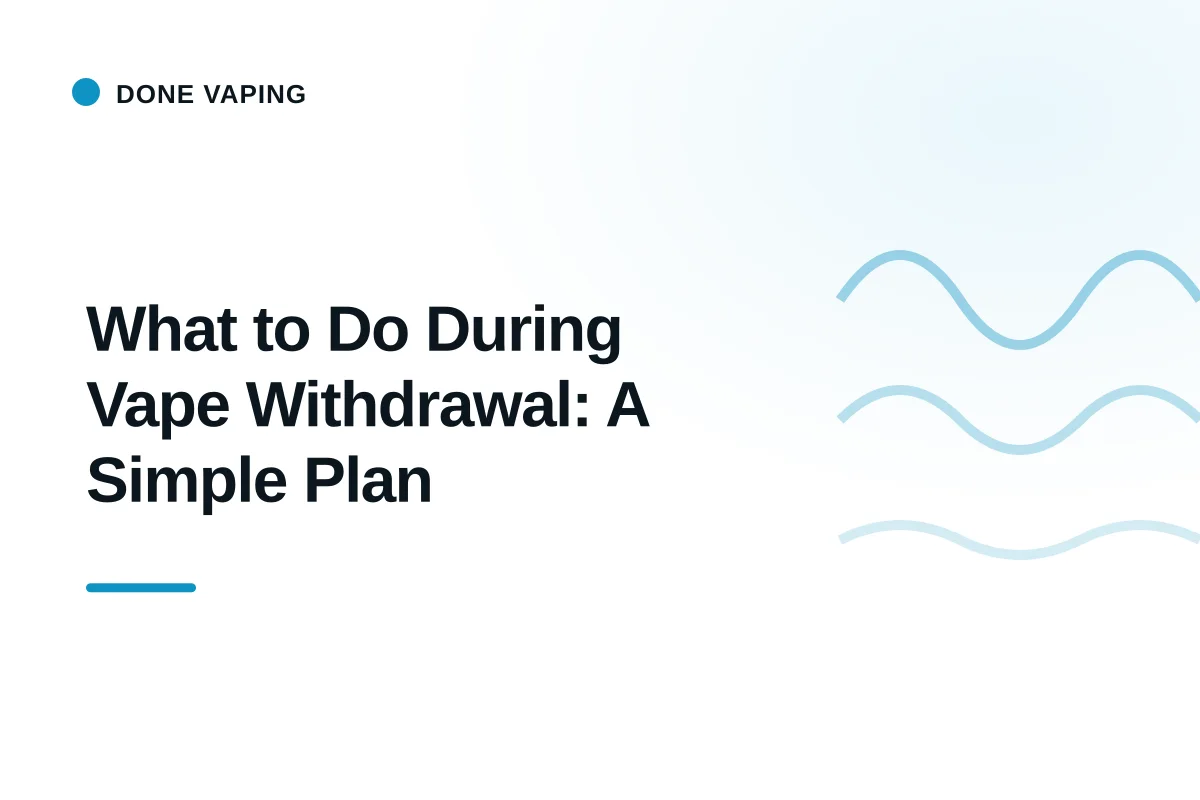 Person sitting on a couch during vape withdrawal doing deep breathing with a glass of water and a blanket nearby